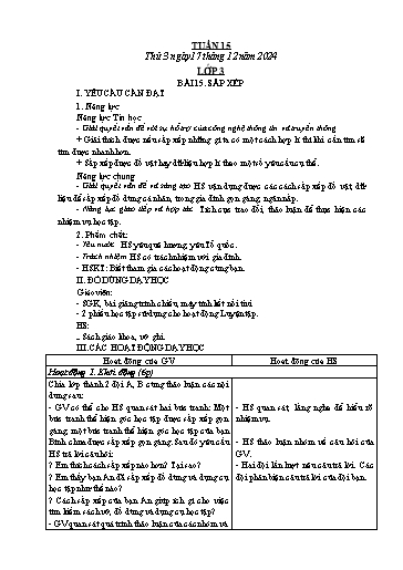 Kế hoạch bài dạy Tin học Lớp 3+4+5 - Tuần 15 - Năm học 2024-2025