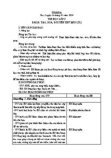 Kế hoạch bài dạy Tin học Lớp 3+4+5 - Tuần 20 - Năm học 2023-2024