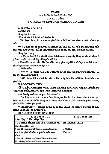 Kế hoạch bài dạy Tin học Lớp 3+4+5 - Tuần 22 - Năm học 2023-2024