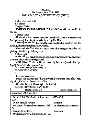 Kế hoạch bài dạy Tin học Lớp 3+4+5 - Tuần 22 - Năm học 2024-2025