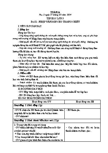 Kế hoạch bài dạy Tin học Lớp 3+4+5 - Tuần 24 - Năm học 2023-2024