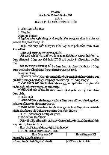 Kế hoạch bài dạy Tin học Lớp 3+4+5 - Tuần 24 - Năm học 2024-2025