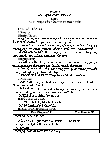 Kế hoạch bài dạy Tin học Lớp 3+4+5 - Tuần 25 - Năm học 2024-2025