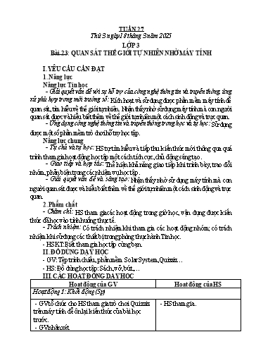 Kế hoạch bài dạy Tin học Lớp 3+4+5 - Tuần 27 - Năm học 2024-2025