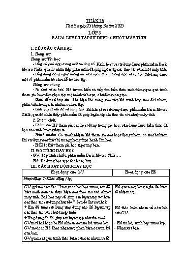 Kế hoạch bài dạy Tin học Lớp 3+4+5 - Tuần 28 - Năm học 2024-2025
