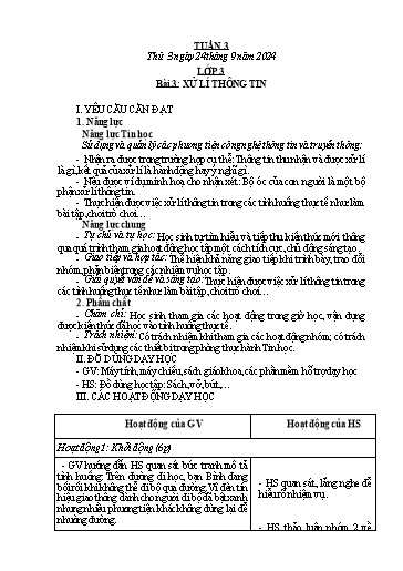 Kế hoạch bài dạy Tin học Lớp 3+4+5 - Tuần 3 - Năm học 2024-2025