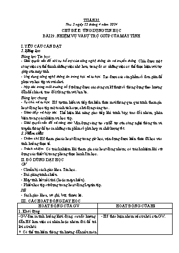 Kế hoạch bài dạy Tin học Lớp 3+4+5 - Tuần 32 - Năm học 2023-2024
