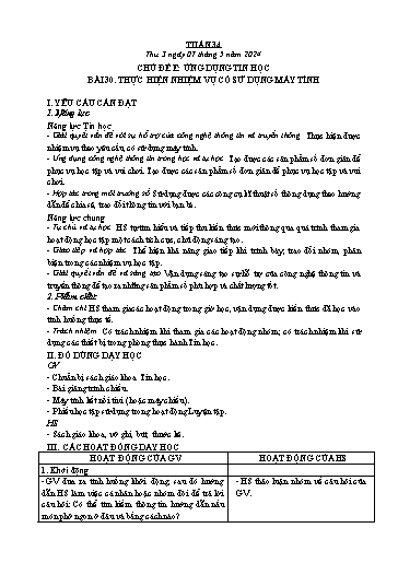 Kế hoạch bài dạy Tin học Lớp 3+4+5 - Tuần 34 - Năm học 2023-2024