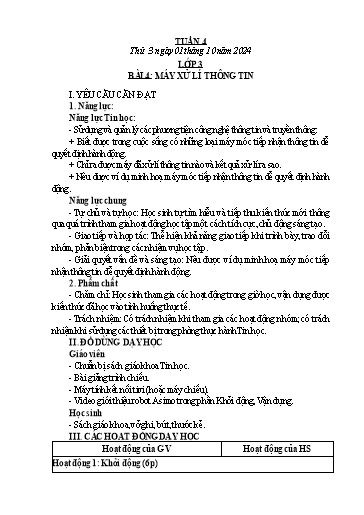 Kế hoạch bài dạy Tin học Lớp 3+4+5 - Tuần 4 - Năm học 2024-2025