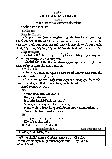 Kế hoạch bài dạy Tin học Lớp 3+4+5 - Tuần 7 - Năm học 2024-2025