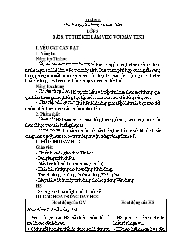 Kế hoạch bài dạy Tin học Lớp 3+4+5 - Tuần 8 - Năm học 2024-2025